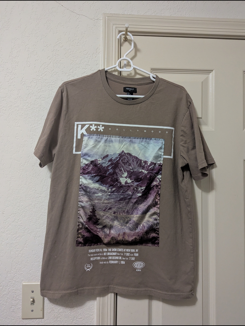 Men's Mountain Graphic Tee - Brown Vintage Style Tour Shirt Mens Large Grunge